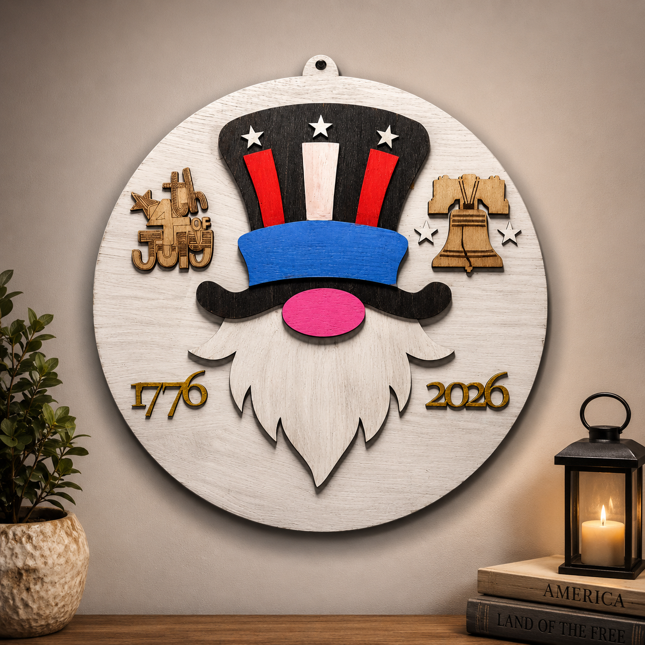 250th 3D USA Gnome Plaque